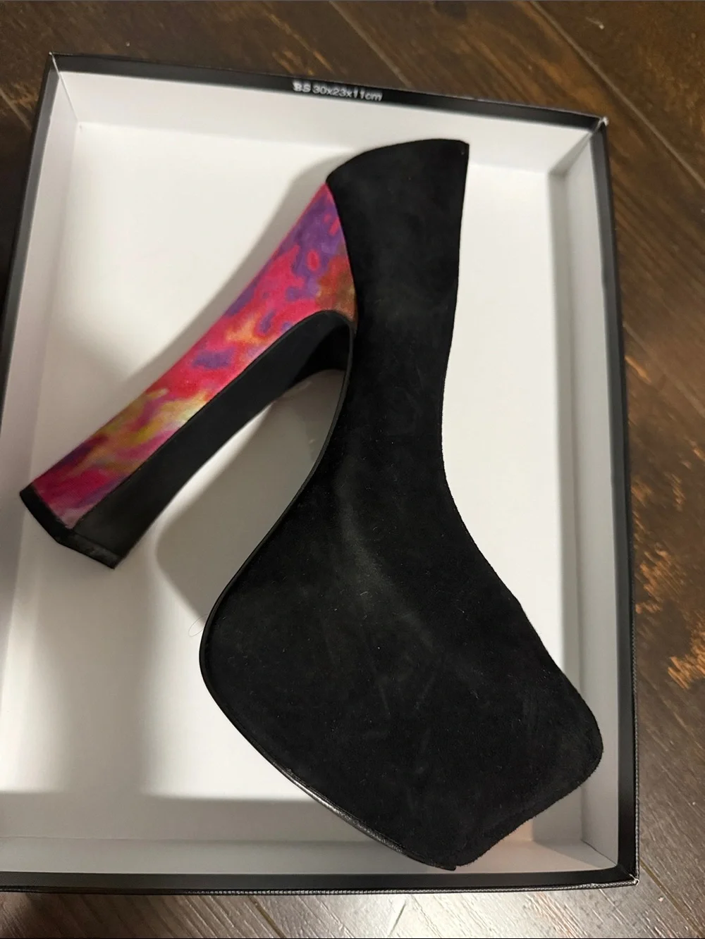 DV8 by Dolce Vita Black Suede Platform Pumps with Multicolor Tie-Dye Heel